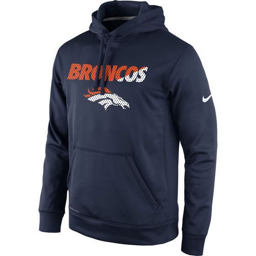 Men's Denver Broncos Nike Navy Kick Off Staff Performance Pullover Hoodie - Click Image to Close